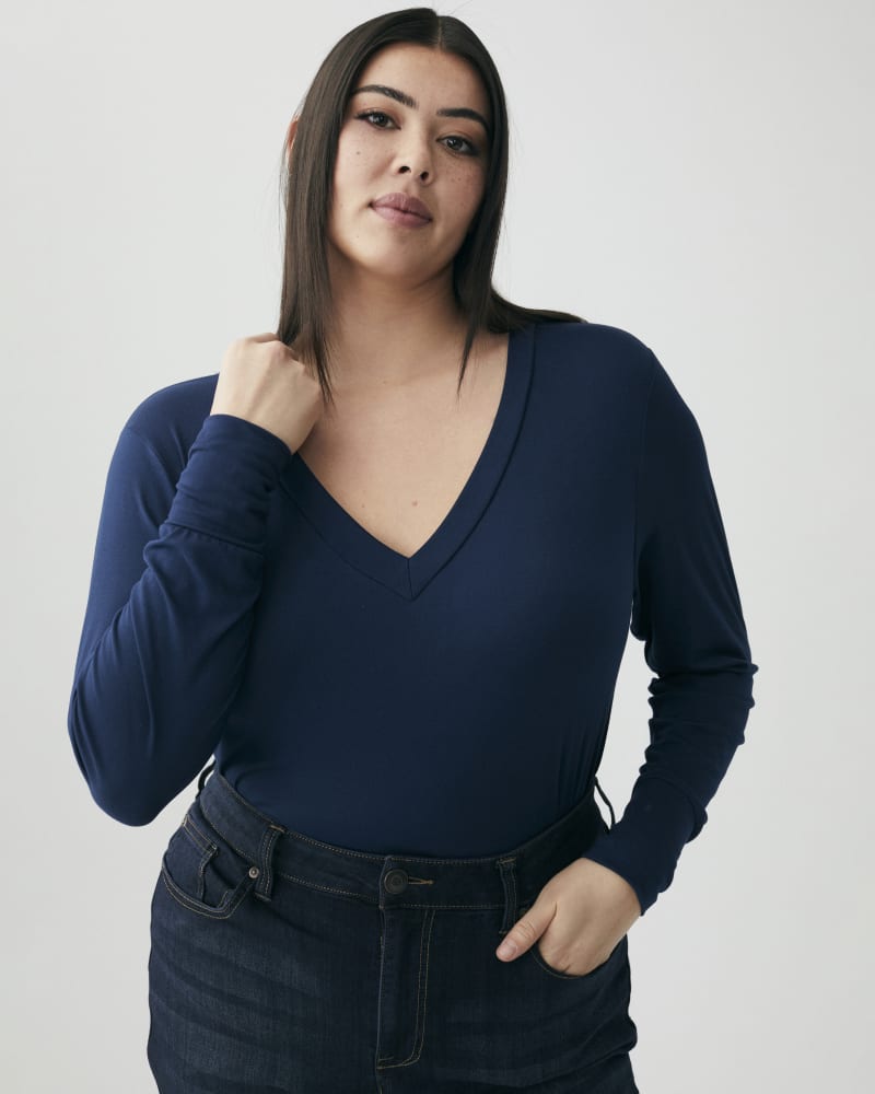 Plus Size Maci Featherweight Long Sleeve Top Navy